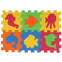 Играем вместе коврик сборный "животные", 6 сегментов / разноцветный					